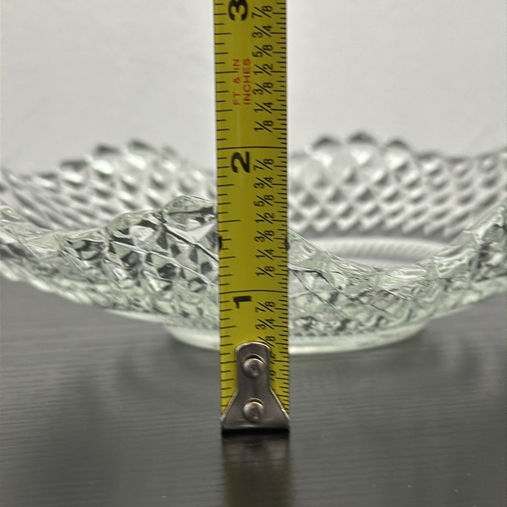 🌹 Federal Glass Traditions 2 Diamond Design Lettuce Edge Bon Bon Vintage Dishes - Picture 6 of 12